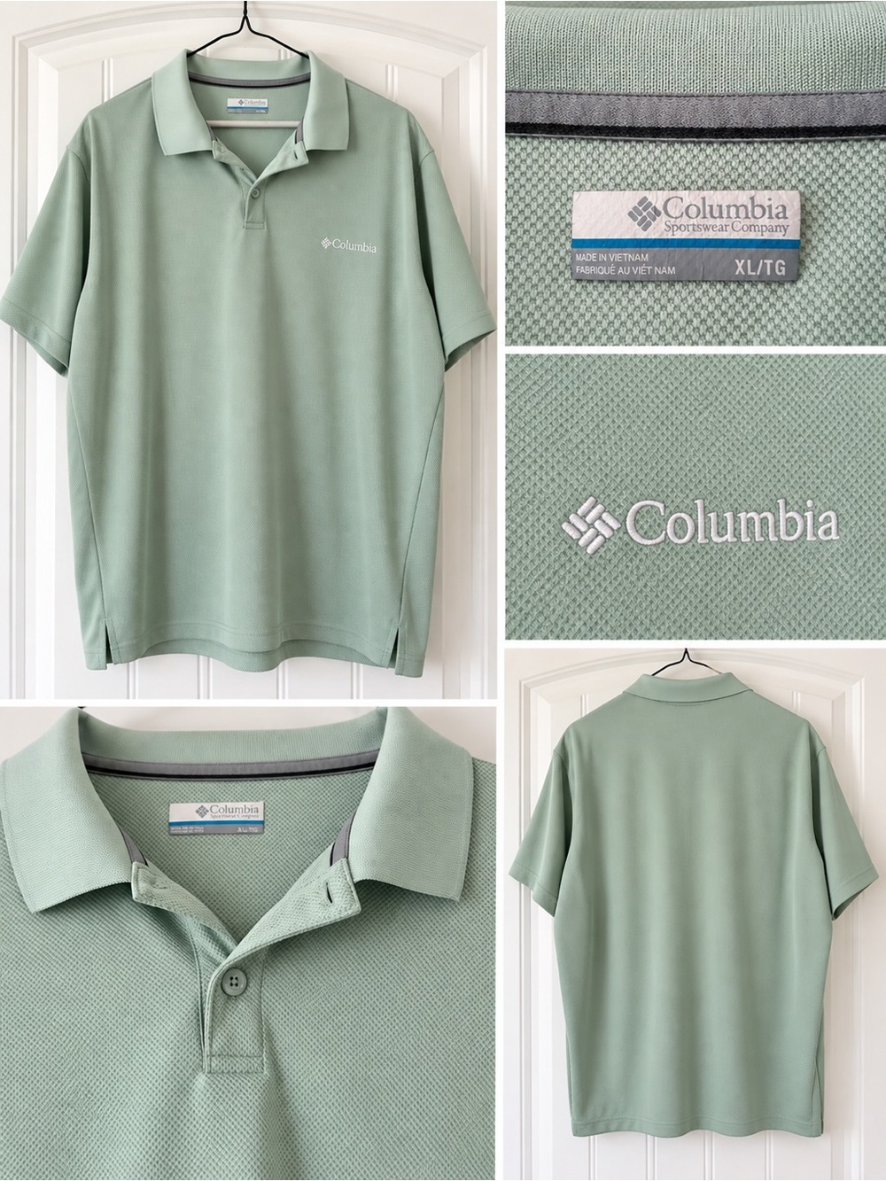 Columbia Men’s Polo Shirt Size XL Sage Green Performance Golf Shirt